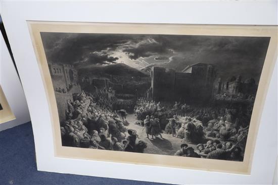 Three large engravings, signed